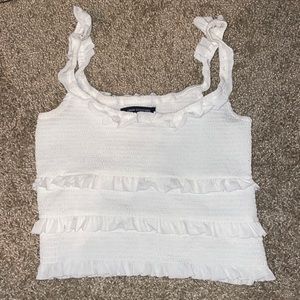 White Ruffled urban tank top